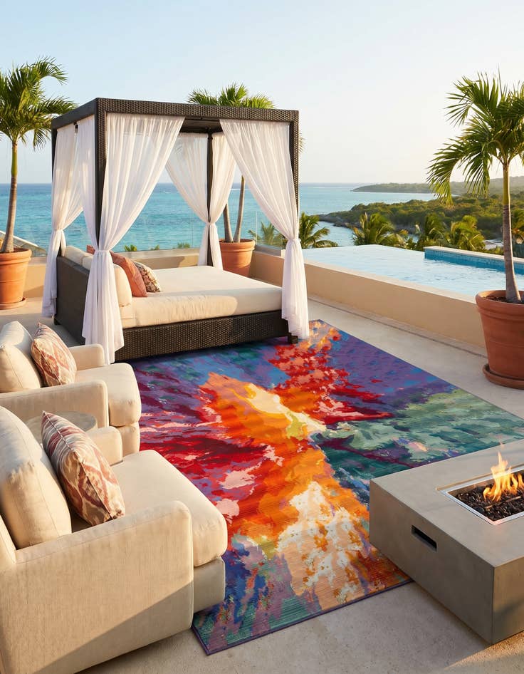 Detail image of 10' x 13' Easy-Clean Modern Indoor / Outdoor Rug