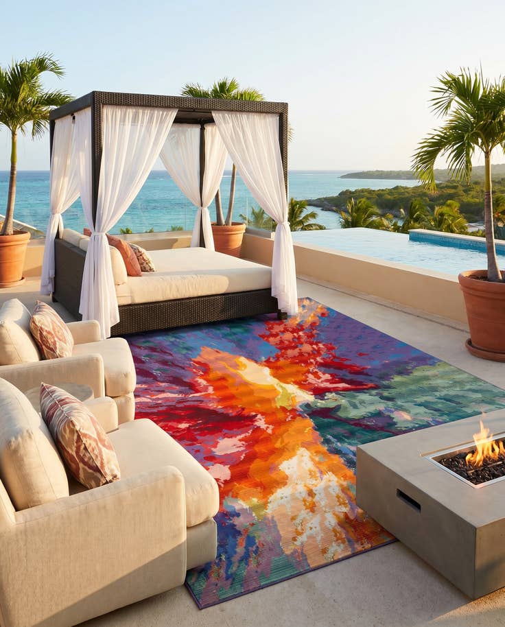 Detail image of 10' x 13' Easy-Clean Modern Indoor / Outdoor Rug