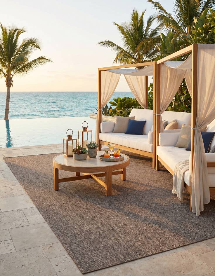 Detail image of 7' 10 x 11' Easy-Clean Solid Indoor / Outdoor Rug