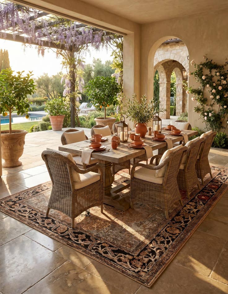 Detail image of 7' 10 x 10' Easy-Clean Traditional Indoor / Outdoor Rug