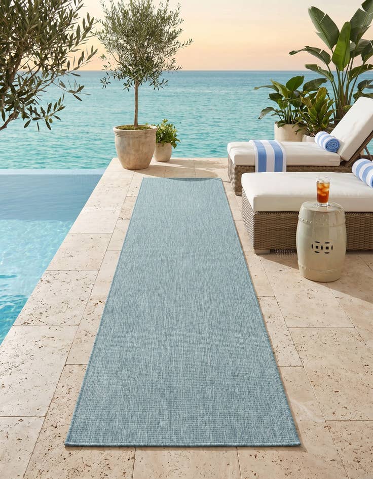 Detail image of 2' 7 x 10' Easy-Clean Solid Indoor / Outdoor Runner Rug