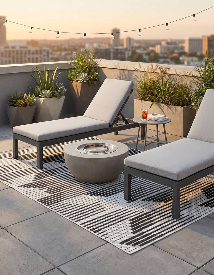 Detail image of 4' x 6' Easy-Clean Modern Indoor / Outdoor Rug