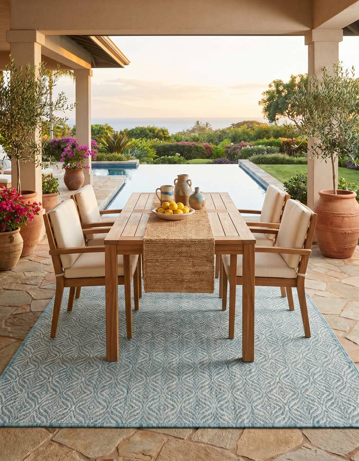 Detail image of 5' 3 x 8' Easy-Clean Lattice Indoor / Outdoor Rug