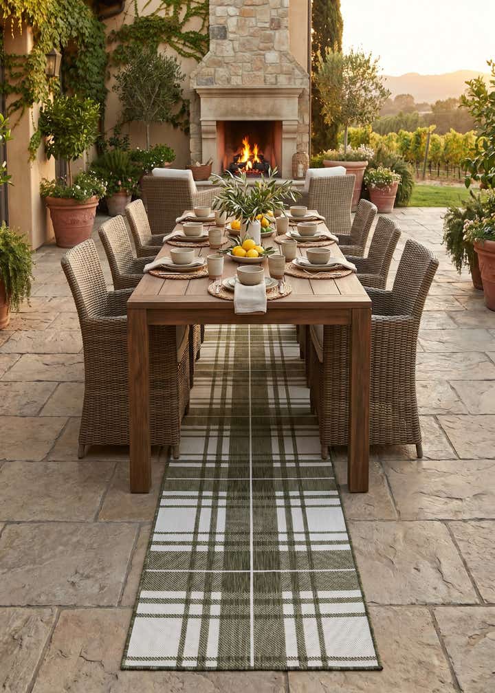 2' 7 x 12' Easy-Clean Checkered Indoor / Outdoor Runner Rug