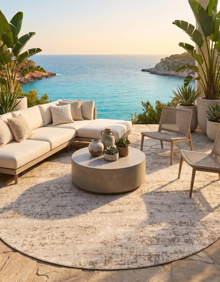 Detail image of 13' x 13' Easy-Clean Modern Indoor / Outdoor Round Rug