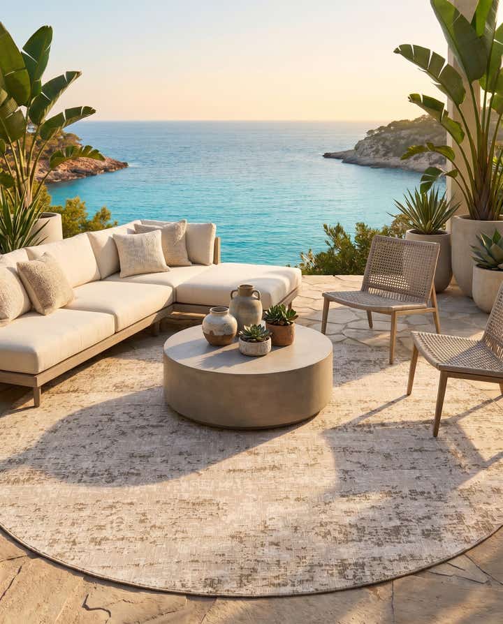 13' x 13' Easy-Clean Modern Indoor / Outdoor Round Rug