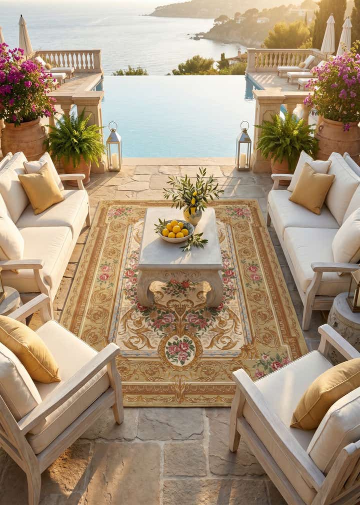 5' x 7' Easy-Clean Traditional Indoor / Outdoor Rug