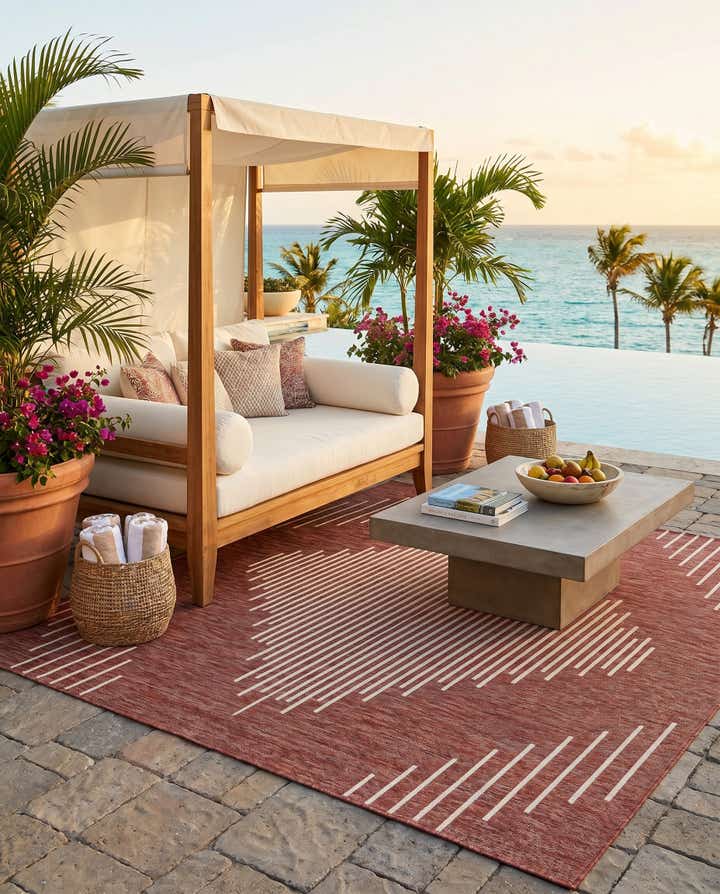 7' x 7' Easy-Clean Modern Indoor / Outdoor Square Rug