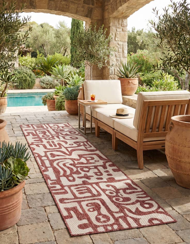 Detail image of 2' x 8' Easy-Clean Modern Indoor / Outdoor Runner Rug