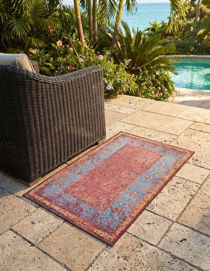 Detail image of 2' x 3' 1 Easy-Clean Traditional Indoor / Outdoor Rug