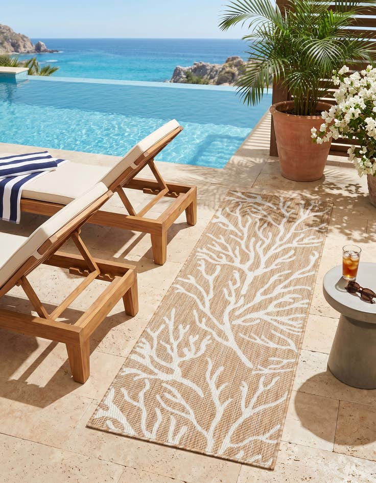 Detail image of 2' x 6' Easy-Clean Coastal Indoor / Outdoor Runner Rug