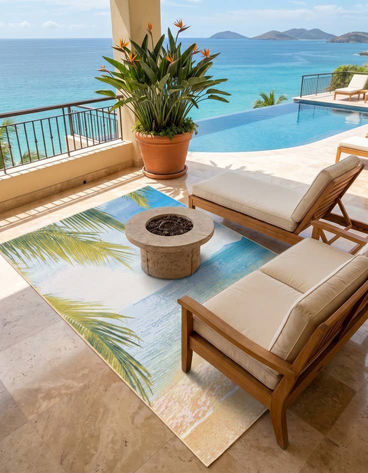 Detail image of 5' 3 x 8' Easy-Clean Coastal Indoor / Outdoor Rug