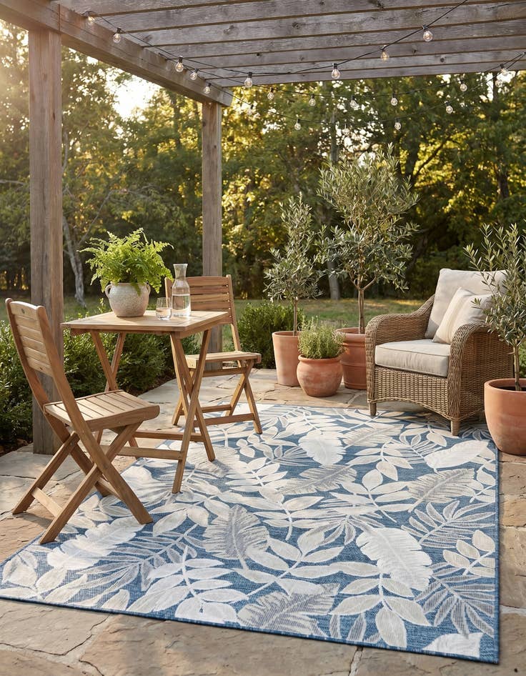 Detail image of 4' 5 x 6' Easy-Clean Botanical Indoor / Outdoor Rug