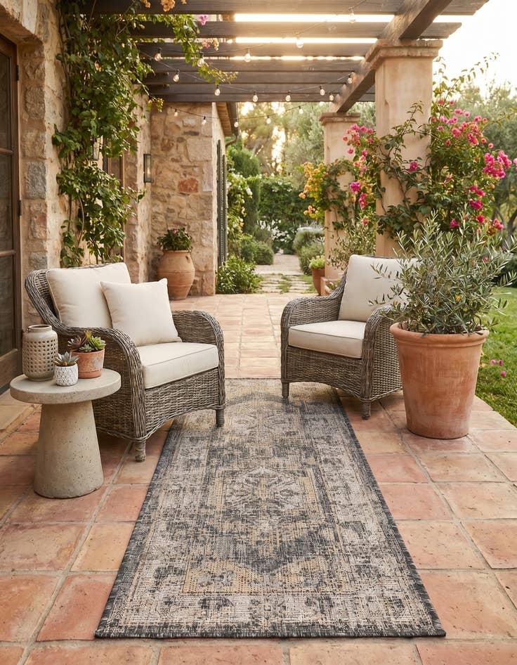 Detail image of 2' x 5' 3 Easy-Clean Traditional Indoor / Outdoor Runner Rug