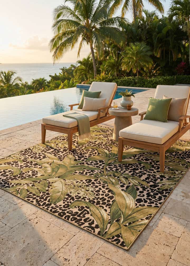 7' 10 x 10' Easy-Clean Botanical Indoor / Outdoor Rug