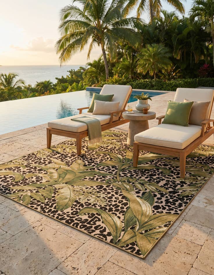 Detail image of 7' 10 x 10' Easy-Clean Botanical Indoor / Outdoor Rug