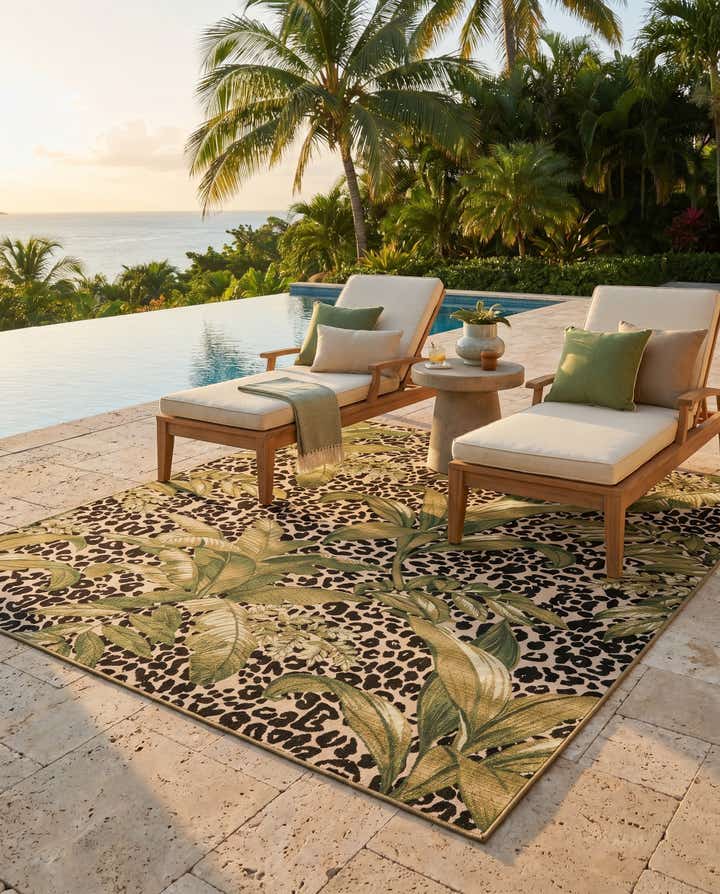 7' 10 x 10' Easy-Clean Botanical Indoor / Outdoor Rug