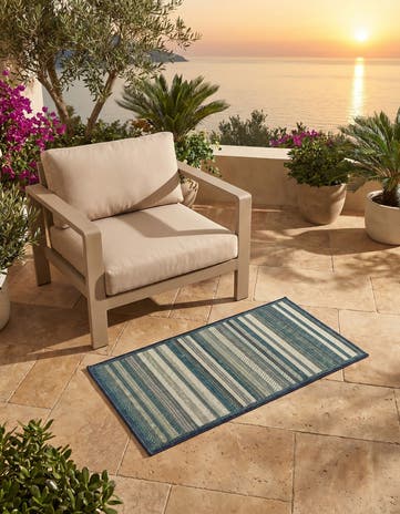 Blue Easy-Clean Baja Indoor / Outdoor Runner Rug