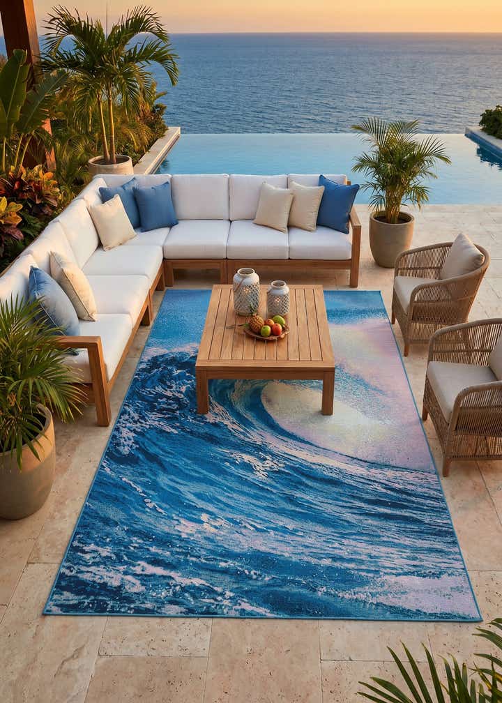 6' 1 x 9' Easy-Clean Modern Indoor / Outdoor Rug