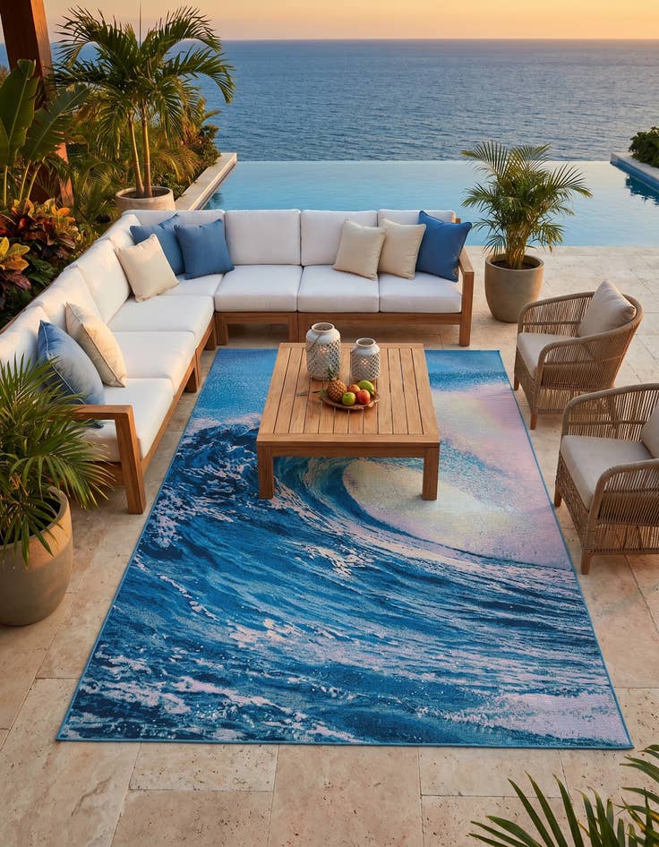 Detail image of 6' 1 x 9' Easy-Clean Modern Indoor / Outdoor Rug