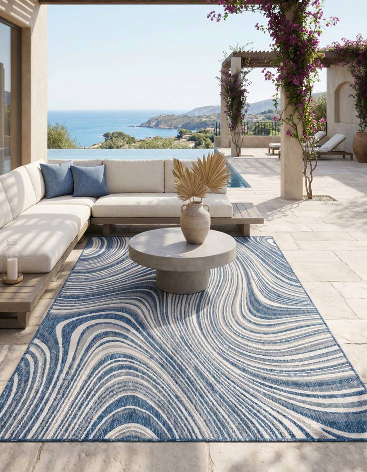 Detail image of 5' 3 x 8' Easy-Clean Modern Indoor / Outdoor Rug