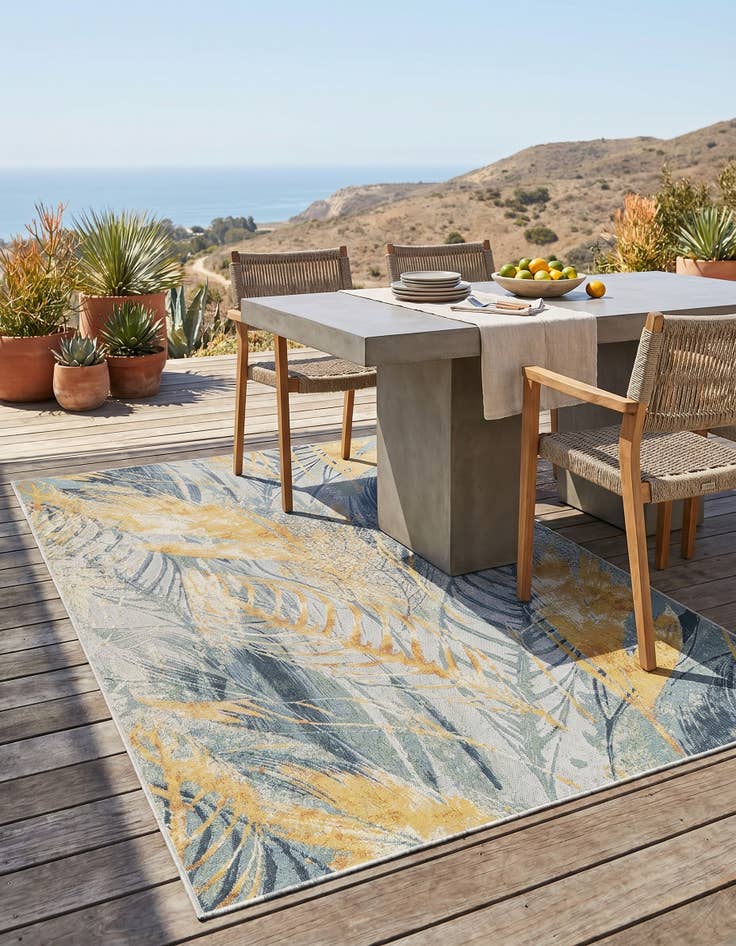 Detail image of 5' 3 x 8' Easy-Clean Botanical Indoor / Outdoor Rug