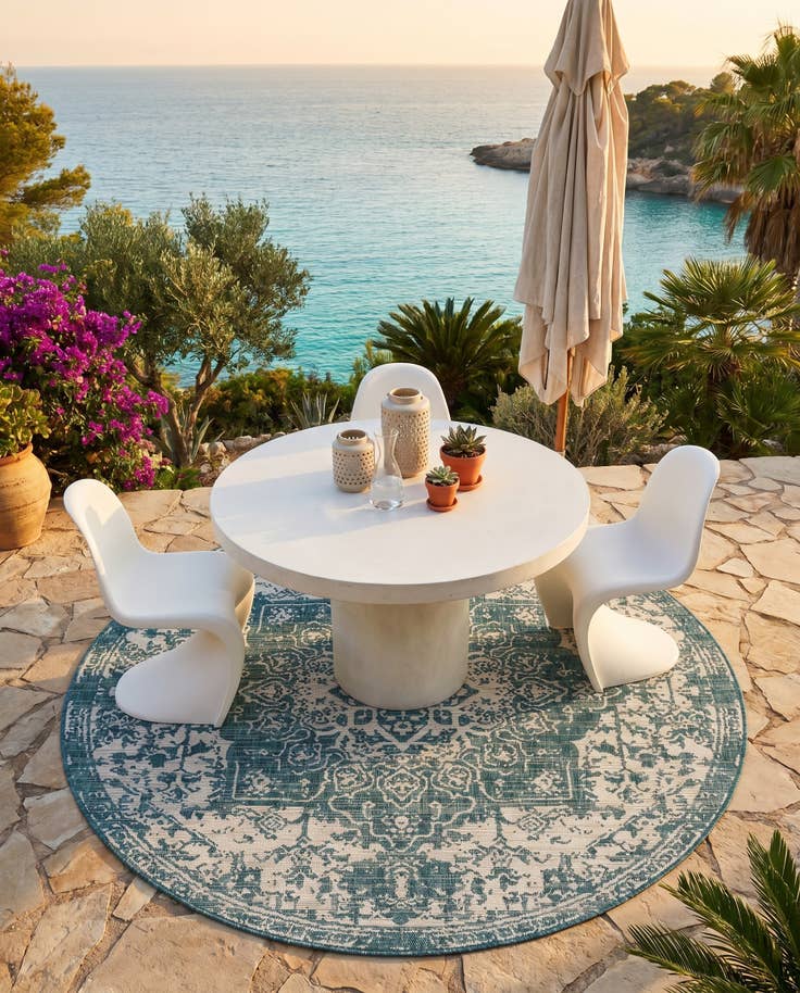 Detail image of 7' x 7' Easy-Clean Jill Zarin Dubai Indoor / Outdoor Round Rug
