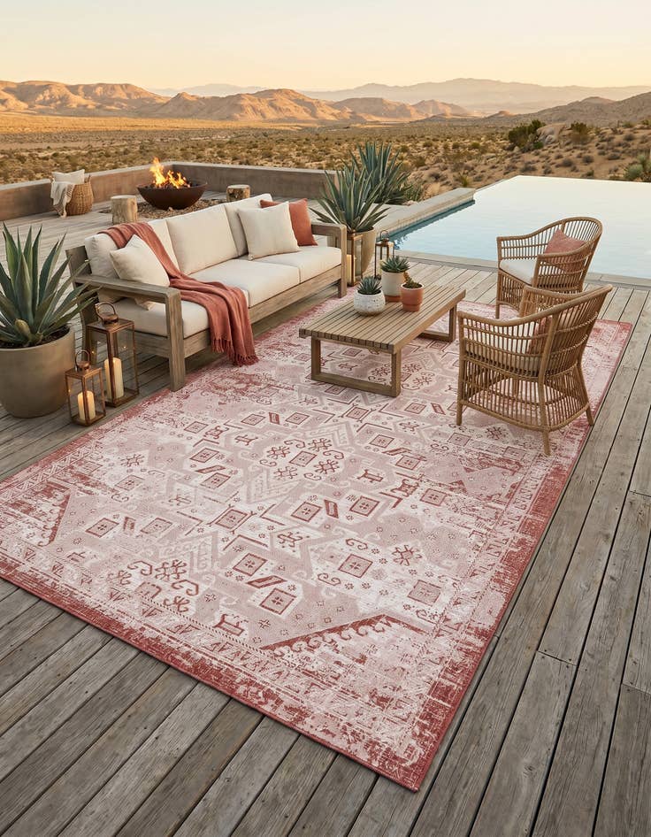 Detail image of 10' x 14' Easy-Clean Aztec Indoor / Outdoor Rug