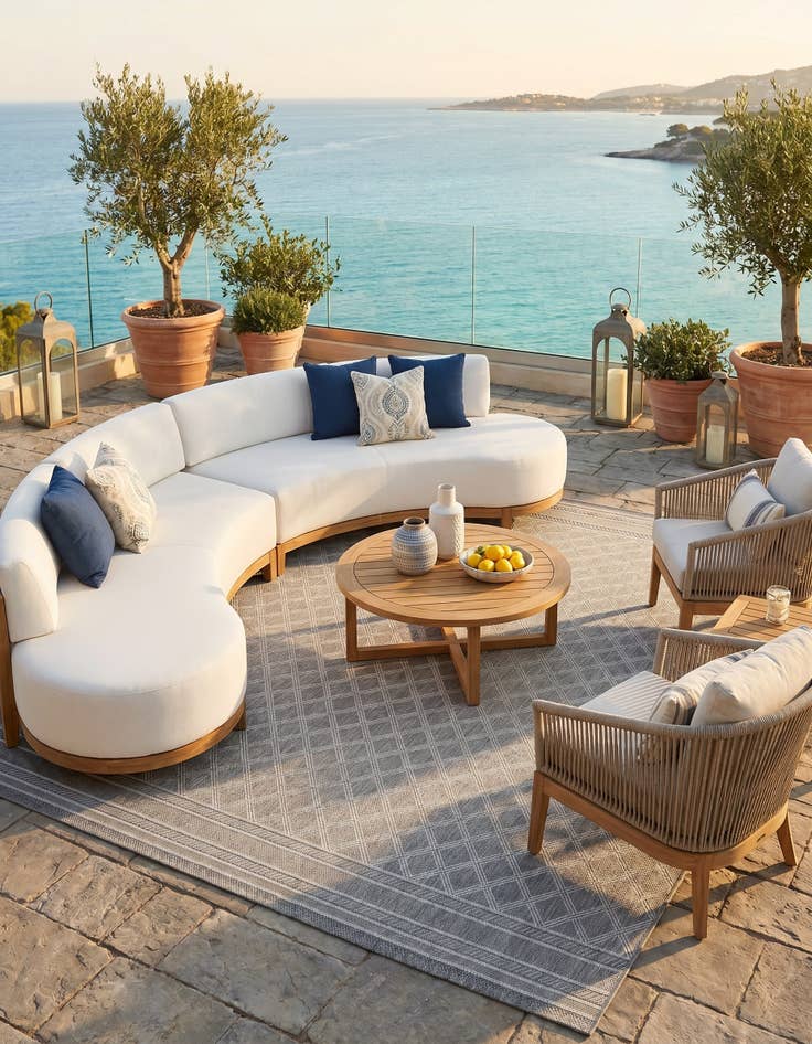 Detail image of 10' x 10' Easy-Clean Trellis Indoor / Outdoor Square Rug