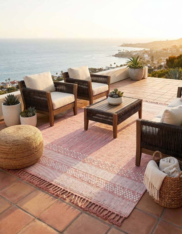 Detail image of 10' x 14' 1 Easy-Clean Eco Bohemian Indoor / Outdoor Rug