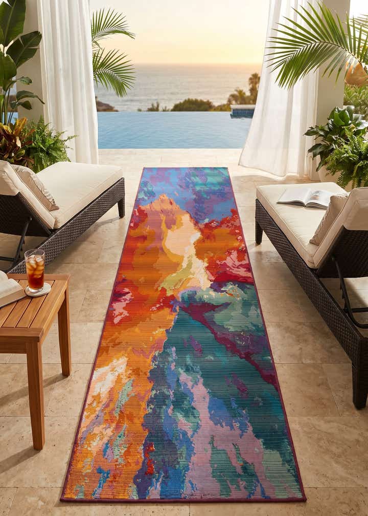 2' 7 x 10' Easy-Clean Modern Indoor / Outdoor Runner Rug