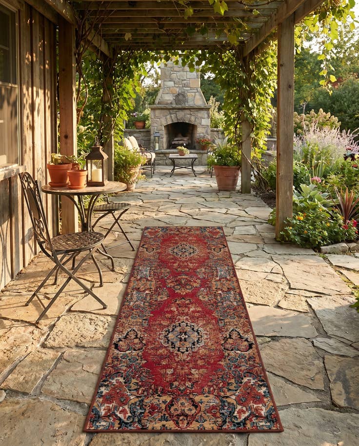 Detail image of 2' x 6' Easy-Clean Traditional Indoor / Outdoor Runner Rug