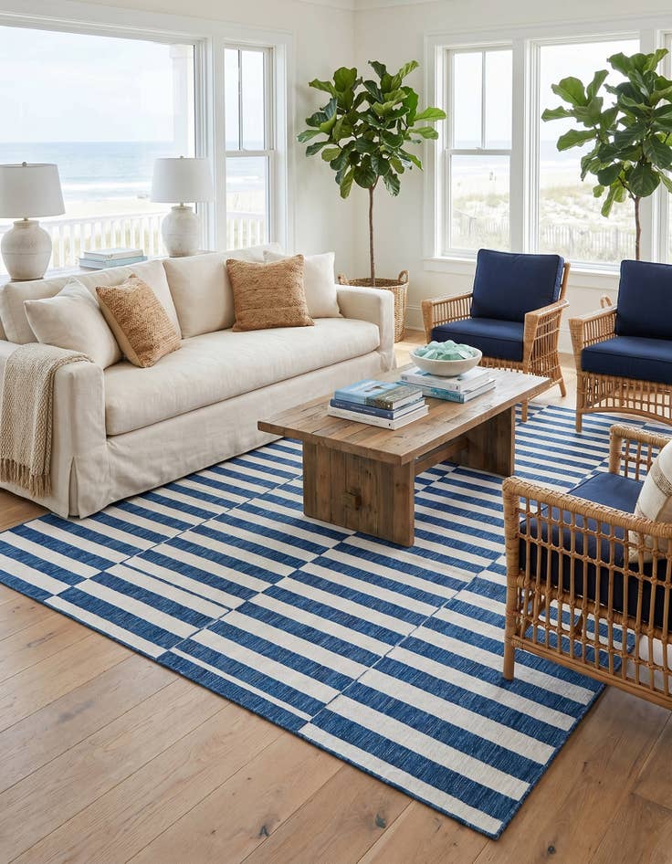 Detail image of 9' x 12' Easy-Clean Ribbon Indoor / Outdoor Rug