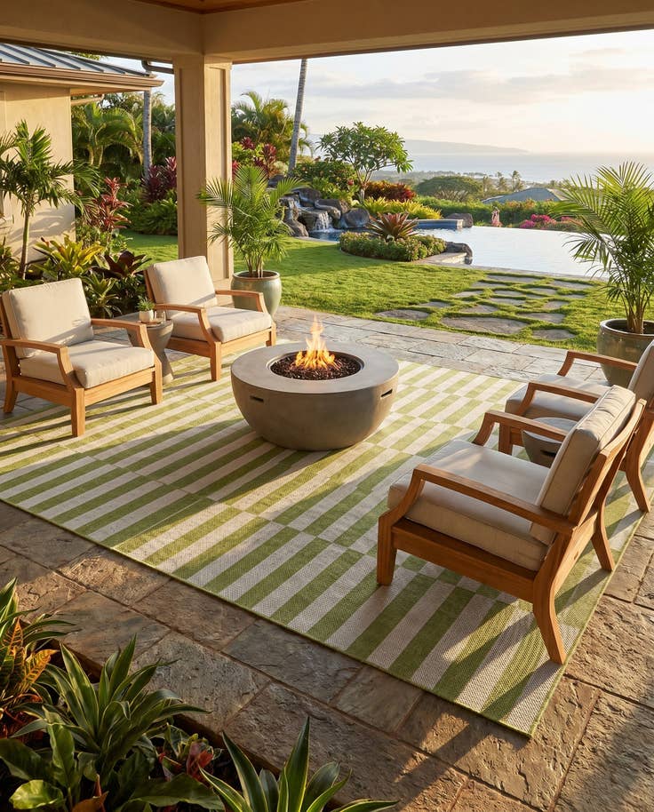 Detail image of 9' x 12' Easy-Clean Striped Indoor / Outdoor Rug