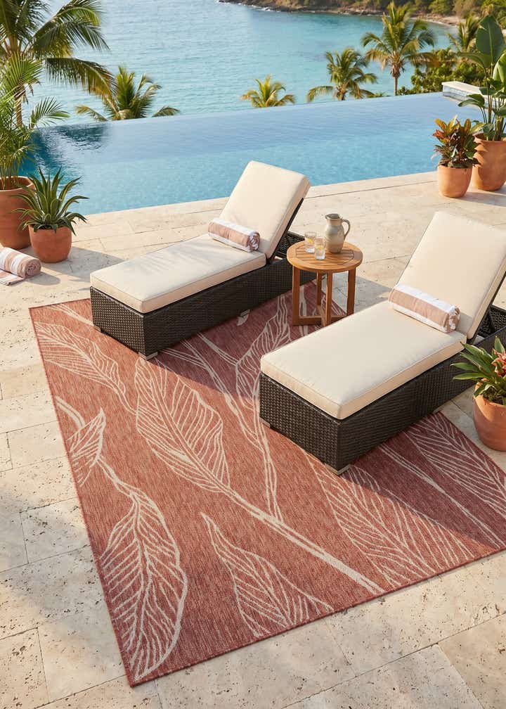 6' x 9' Easy-Clean Botanical Indoor / Outdoor Rug