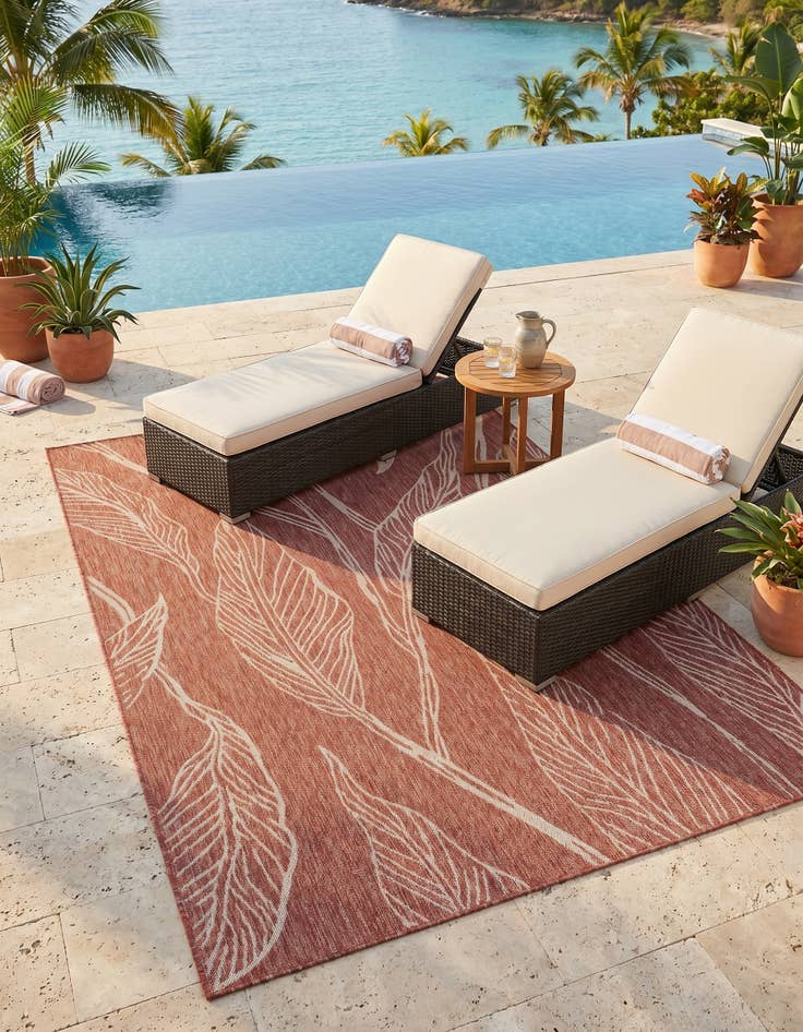 Detail image of 6' x 9' Easy-Clean Botanical Indoor / Outdoor Rug
