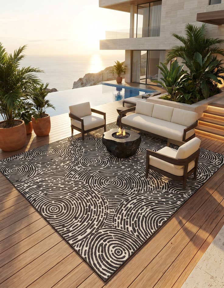 Detail image of 13' x 13' Easy-Clean Modern Indoor / Outdoor Square Rug