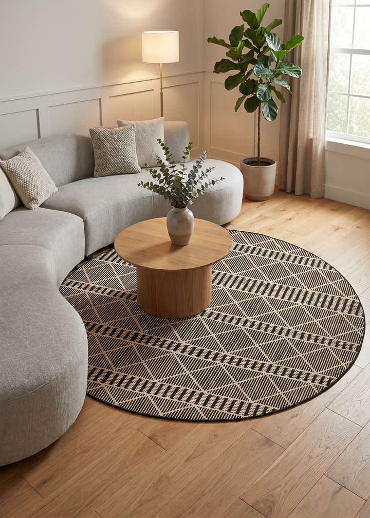 7' 10 x 7' 10 Easy-Clean Trellis Indoor / Outdoor Round Rug