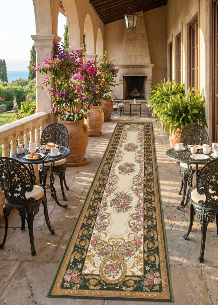 2' 7 x 12' Easy-Clean Traditional Indoor / Outdoor Runner Rug