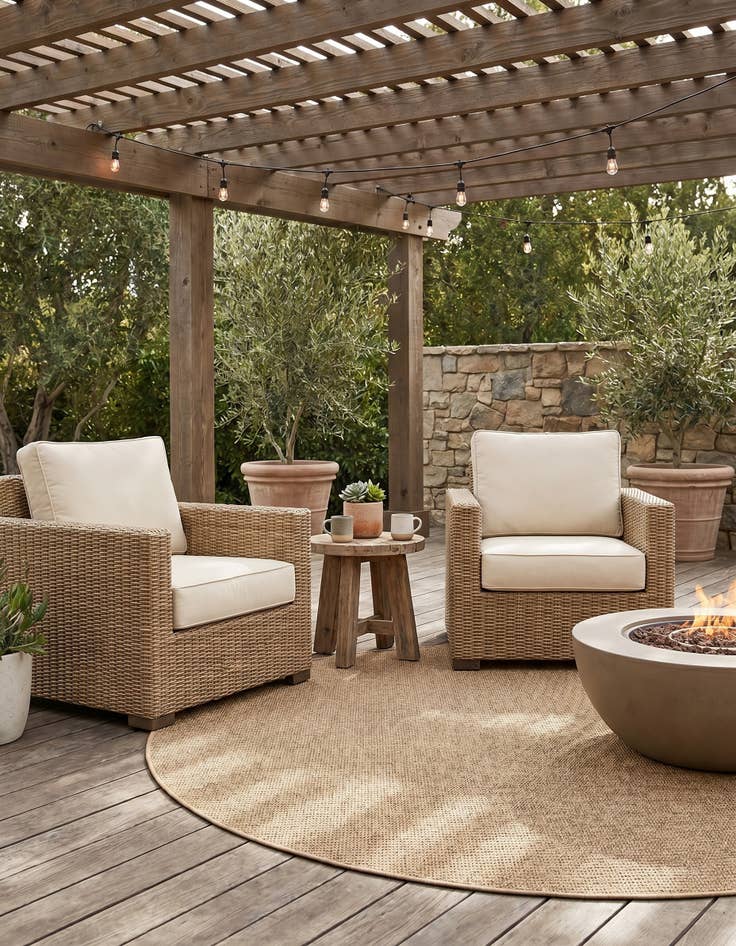 Detail image of 5' 3 x 5' 3 Easy-Clean Solid Indoor / Outdoor Round Rug