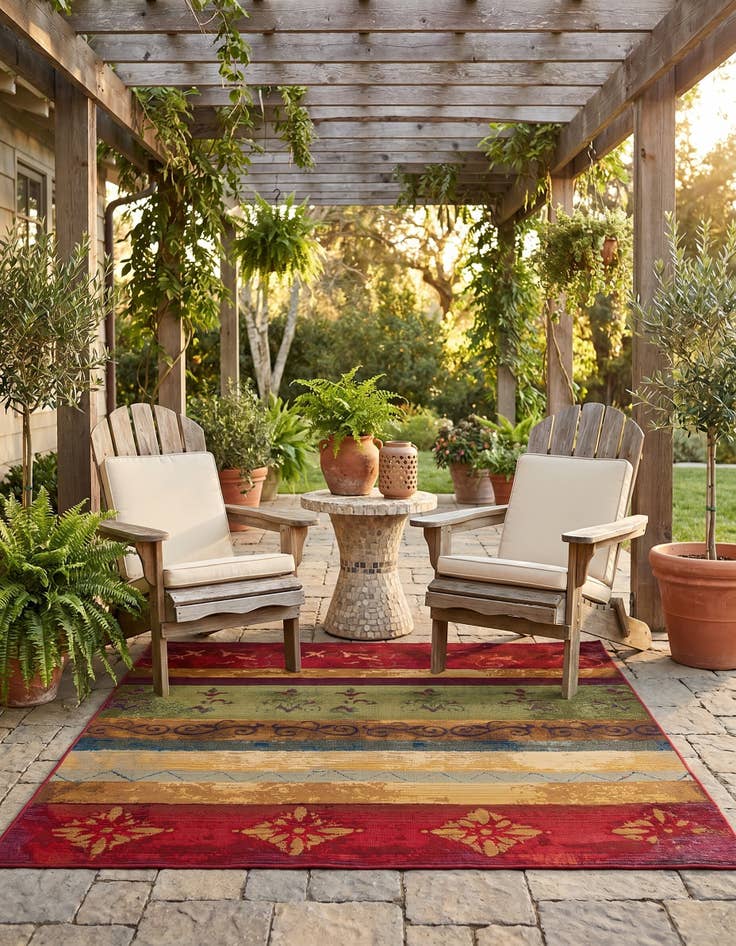 Detail image of 5' 3 x 5' 3 Easy-Clean Modern Indoor / Outdoor Square Rug