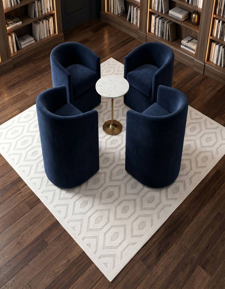 Detail image of 7' 10 x 7' 10 Easy-Clean Trellis Textured Indoor / Outdoor Square Rug