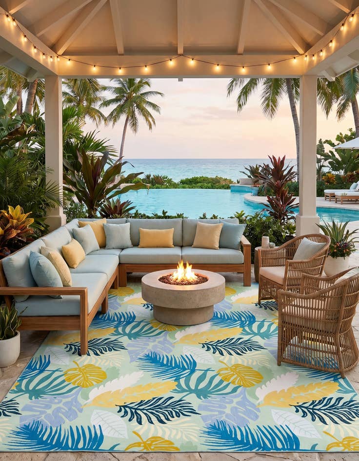 Detail image of 10' x 12' Easy-Clean Botanical Indoor / Outdoor Rug