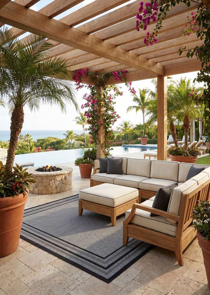 7' 10 x 10' Easy-Clean Border Indoor / Outdoor Rug