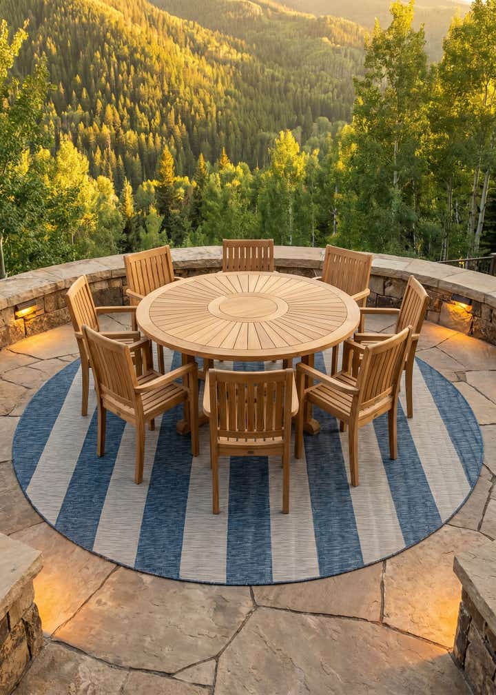 13' x 13' Easy-Clean Ribbon Indoor / Outdoor Round Rug