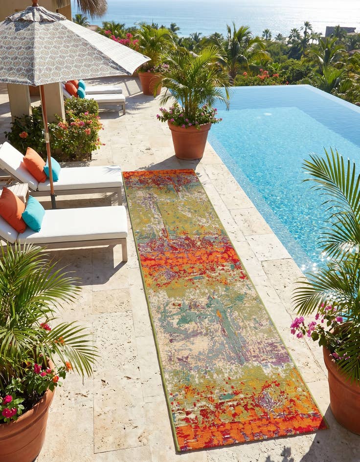 Detail image of 2' x 8' Easy-Clean Modern Indoor / Outdoor Runner Rug