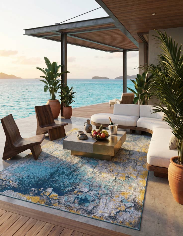 Detail image of 6' x 9' Easy-Clean Modern Indoor / Outdoor Rug