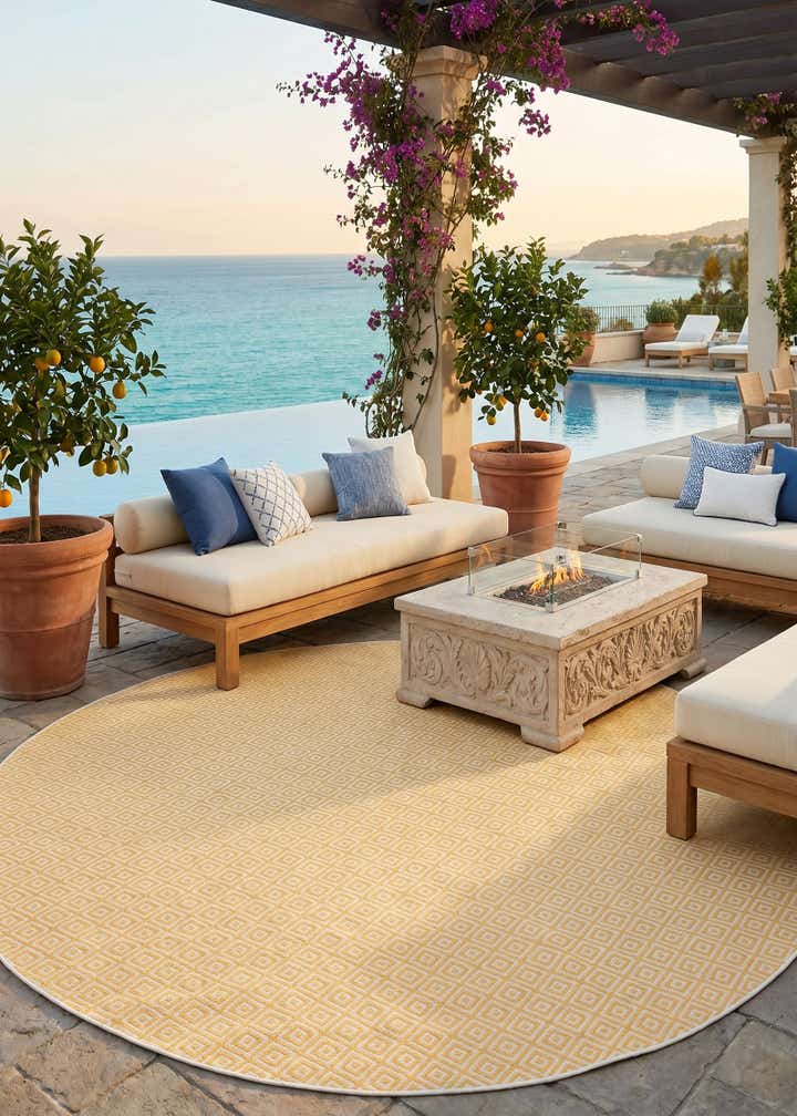 13' x 13' Easy-Clean Jill Zarin Costa Rica Indoor / Outdoor Round Rug