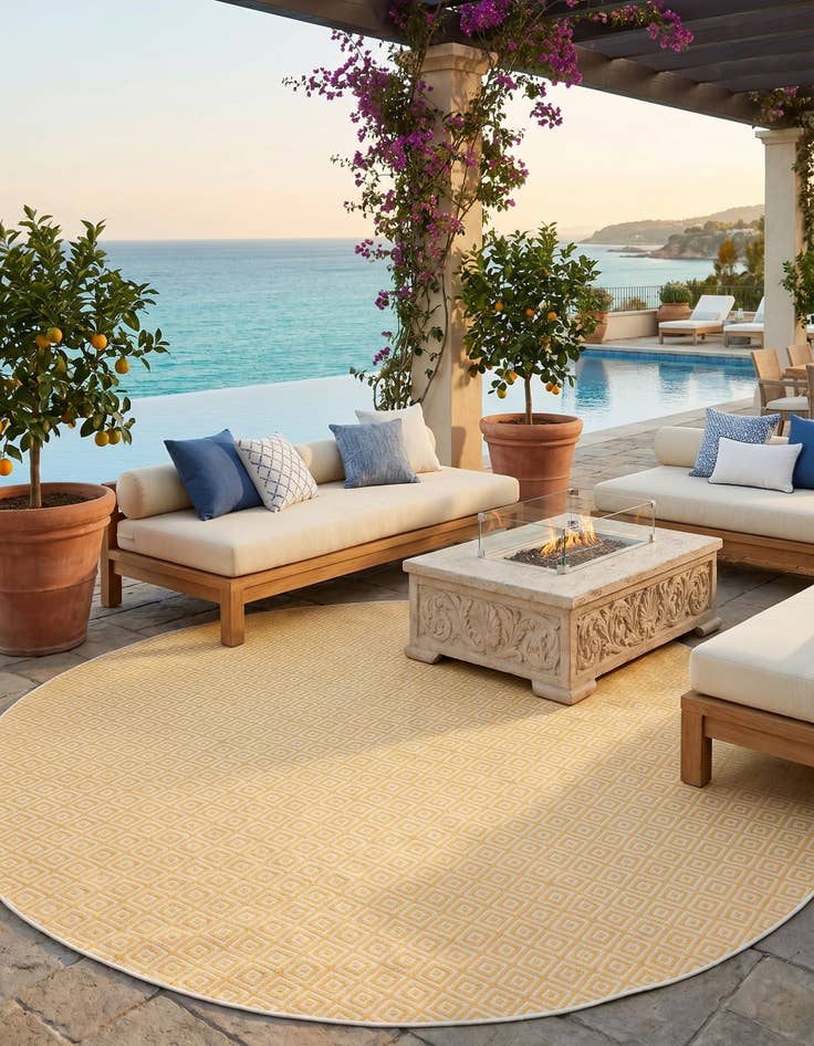 Detail image of 13' x 13' Easy-Clean Jill Zarin Costa Rica Indoor / Outdoor Round Rug