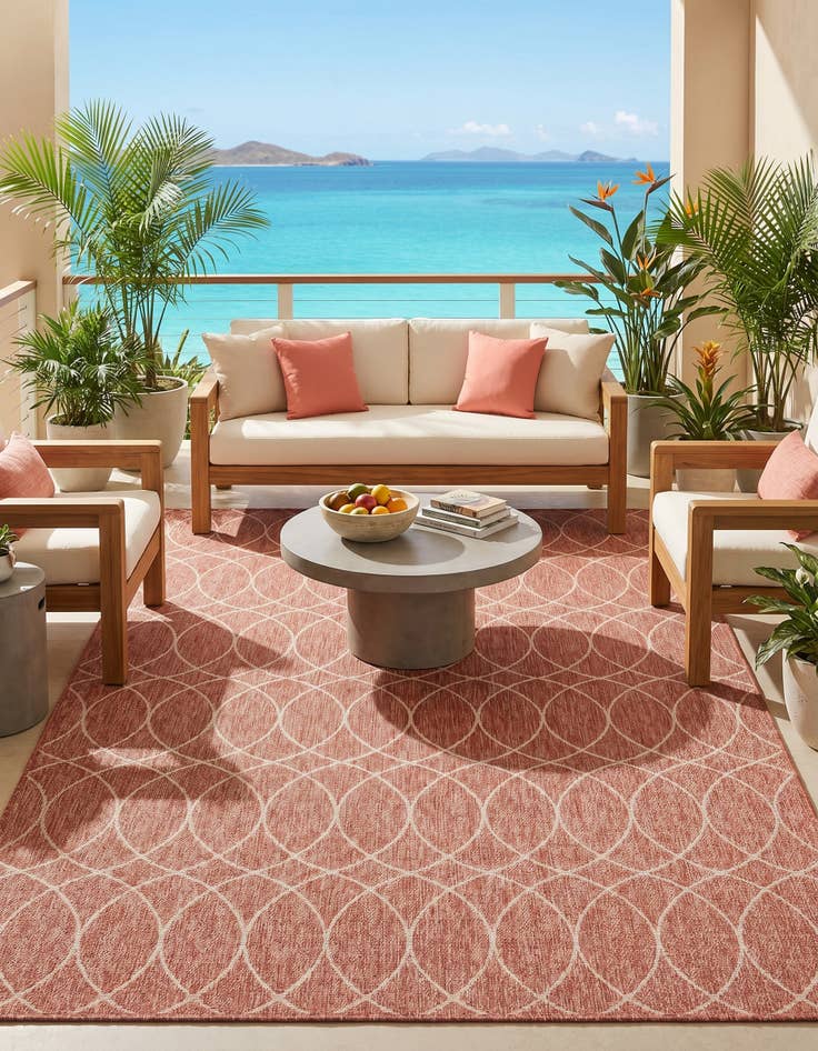 Detail image of 9' x 12' Easy-Clean Trellis Indoor / Outdoor Rug